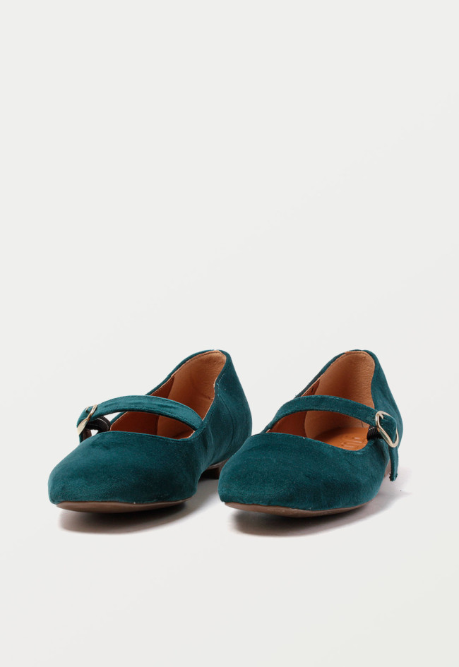 Zapato bailarina de mujer verde Glo merc puntera cuadrada