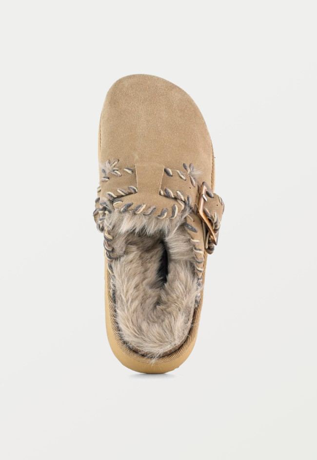 Zueco con pelo de mujer beige Colors of California hc.stormy49