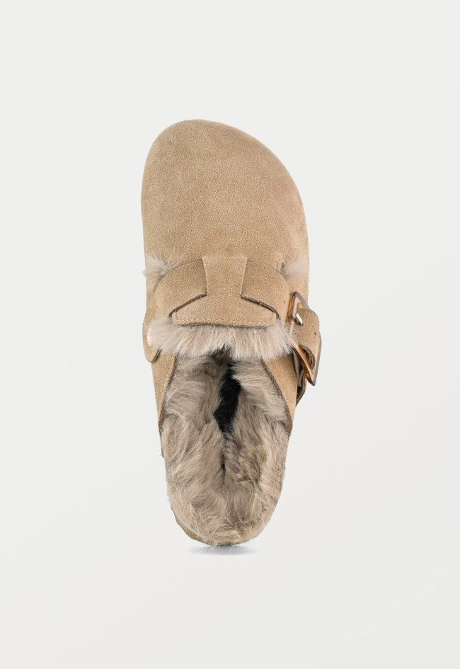 Zueco con pelo de mujer beige Colors of California hc.furbio024