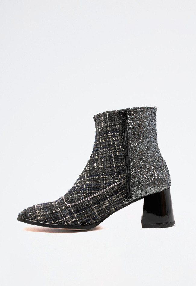 Botín tacón ancho estampado de mujer gris Glo cala