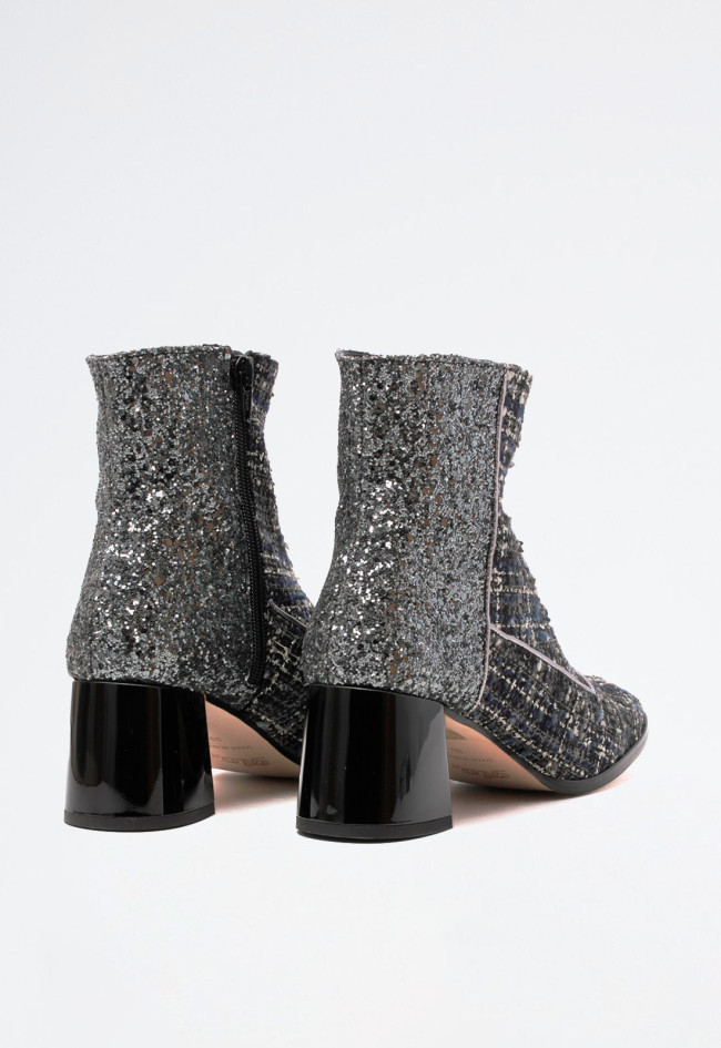 Botín tacón ancho estampado de mujer gris Glo cala