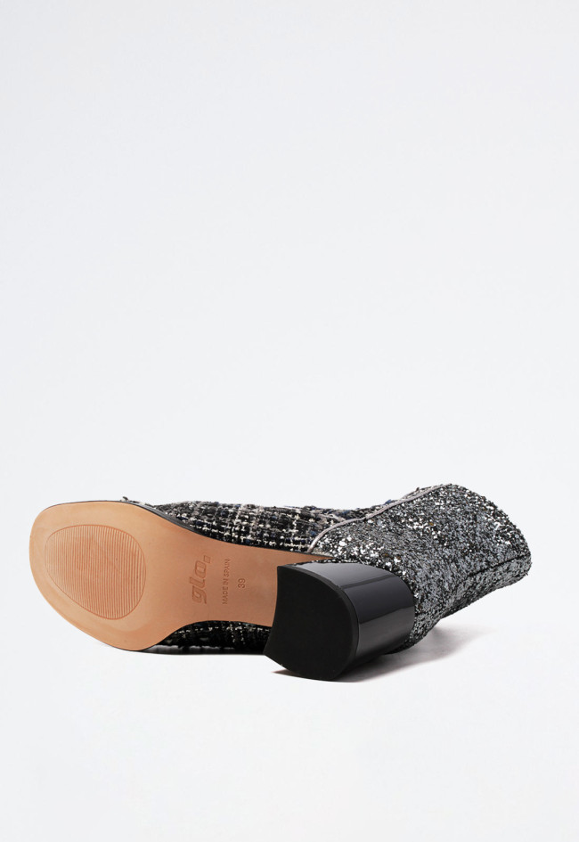 Botín tacón ancho estampado de mujer gris Glo cala