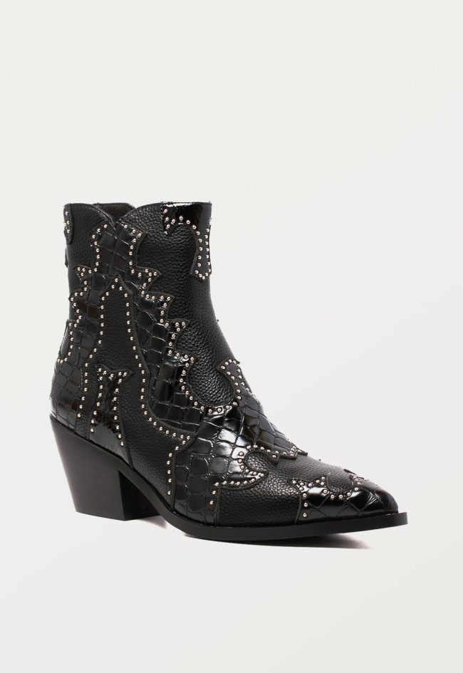 Botín cowboy con tachas de mujer negro Noa Harmon MIRANDA 9098-06