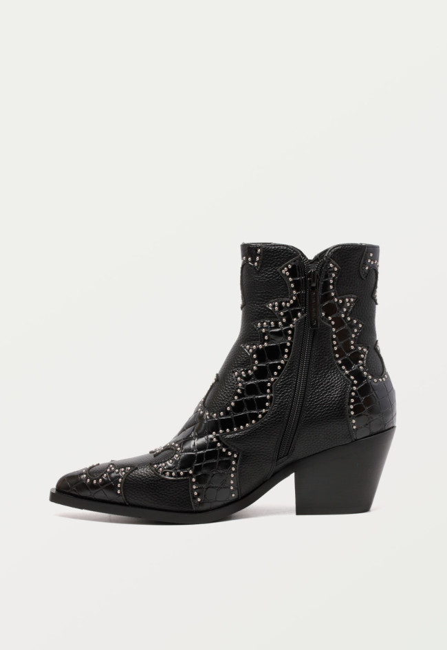 Botín cowboy con tachas de mujer negro Noa Harmon MIRANDA 9098-06