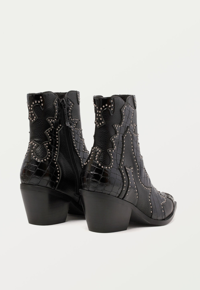 Botín cowboy con tachas de mujer negro Noa Harmon MIRANDA 9098-06