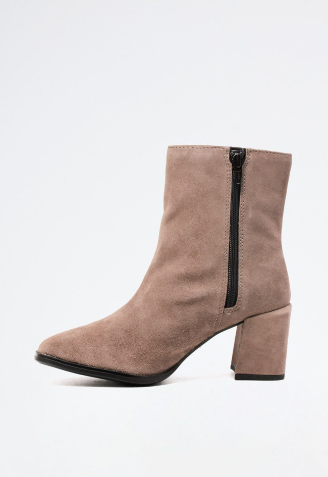 Botín piel tacón de mujer taupe VAS v233 l-171