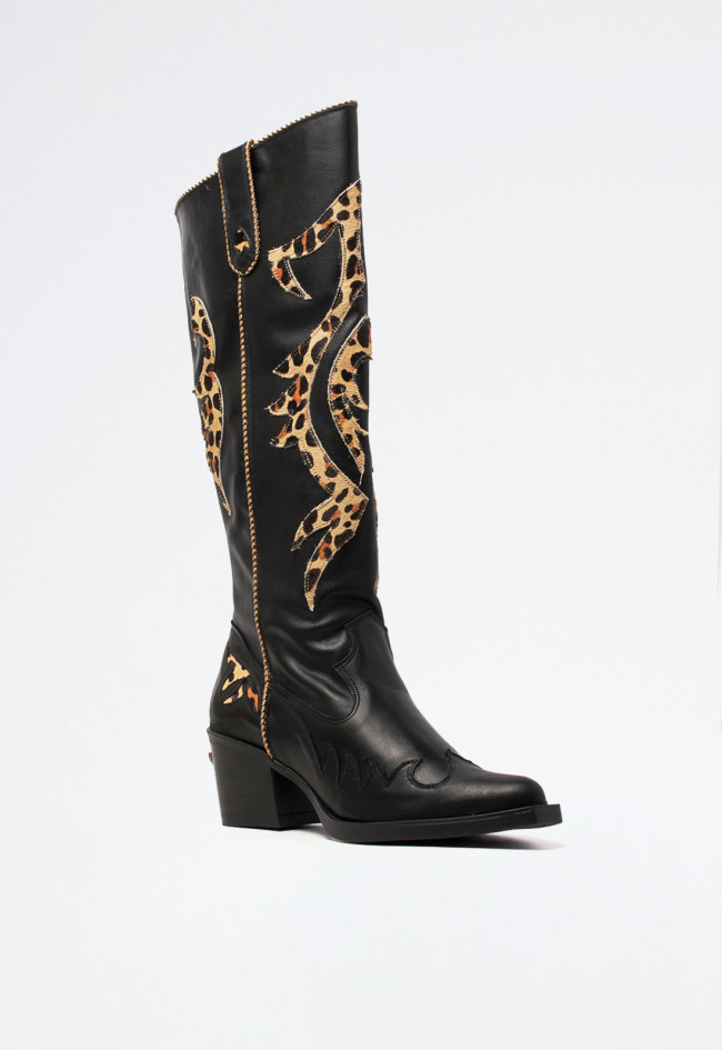 Bota cowboy bordados de mujer leopardo Nemonic 2354