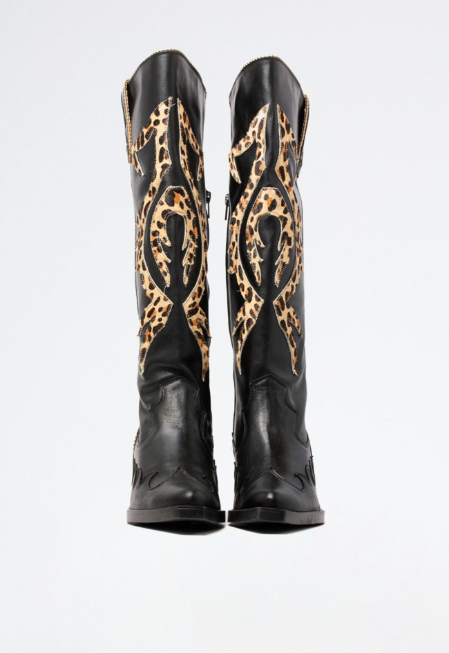 Bota cowboy bordados de mujer leopardo Nemonic 2354