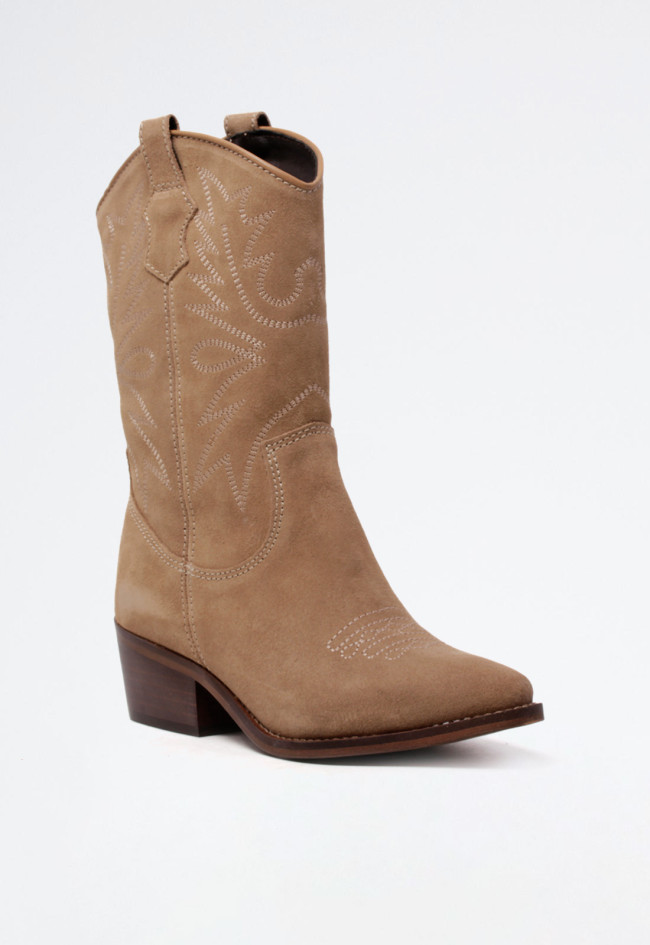 Bota cowboy piel de mujer taupe Glo 6600