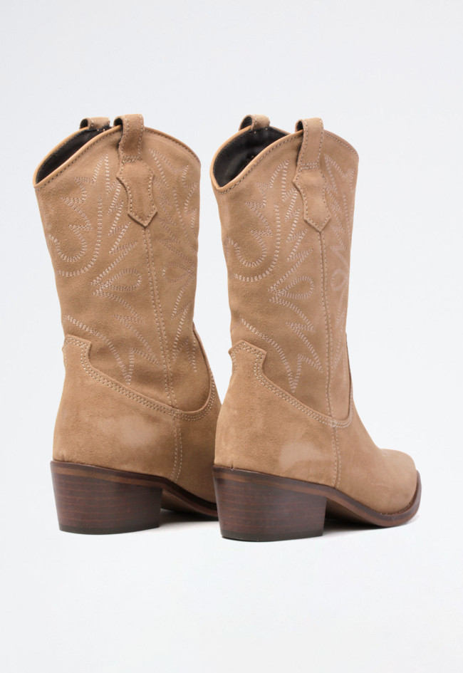 Bota cowboy piel de mujer taupe Glo 6600