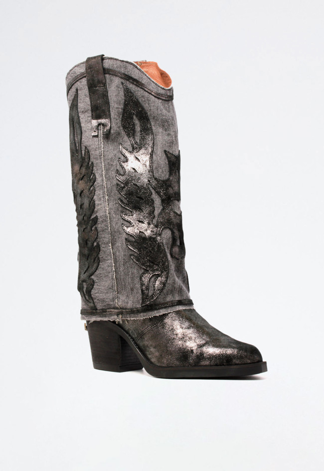 Bota polaina cowboy de mujer plomo Nemonic 2381