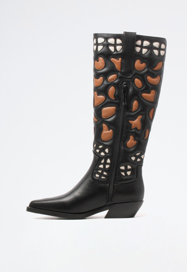 Bota cowboy bordados de mujer negro Noa Harmon 9779-m06