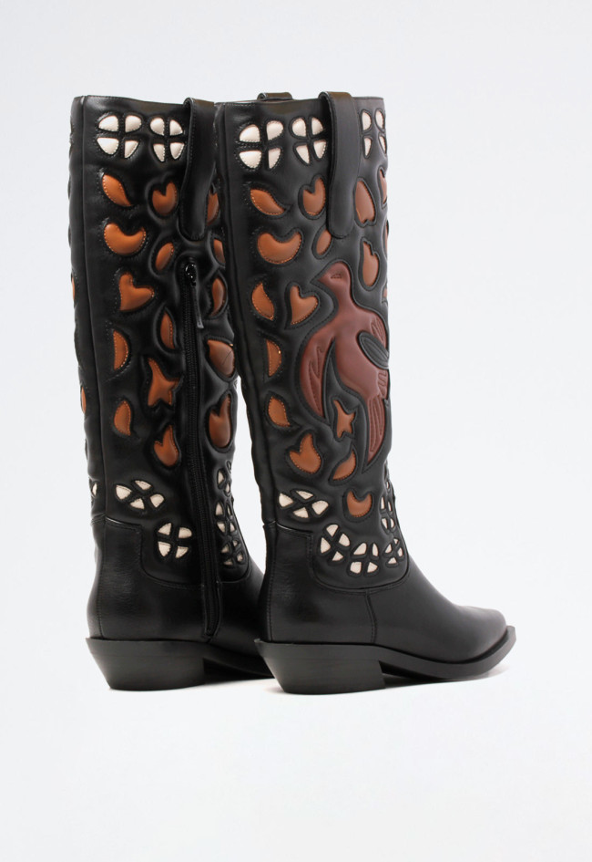 Bota cowboy bordados de mujer negro Noa Harmon 9779-m06