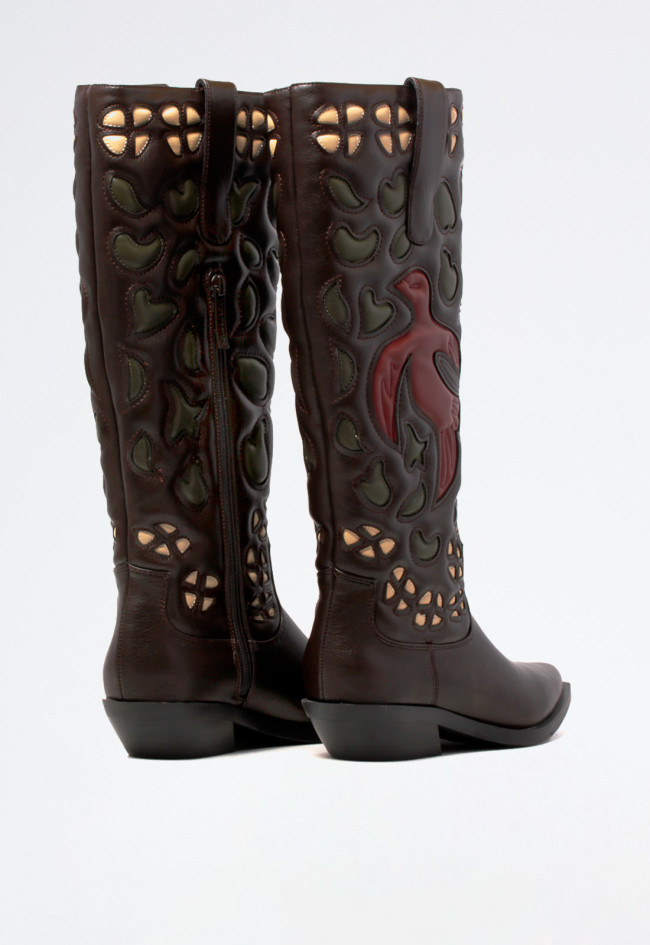 Bota cowboy bordados de mujer marrón Noa Harmon 9779-m55