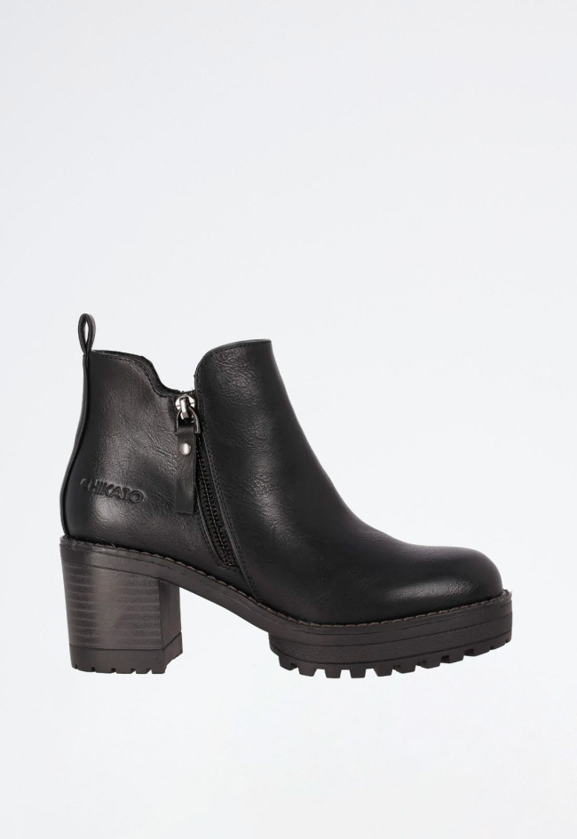 Botín tacón piel vegana de mujer negro Chika 10 pilar 21