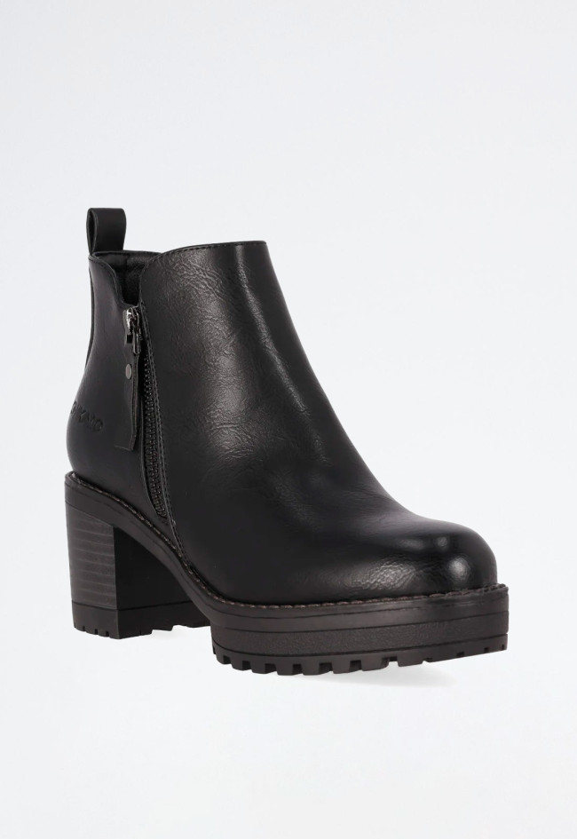 Botín tacón piel vegana de mujer negro Chika 10 pilar 21