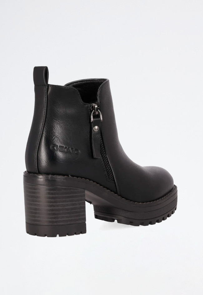 Botín tacón piel vegana de mujer negro Chika 10 pilar 21