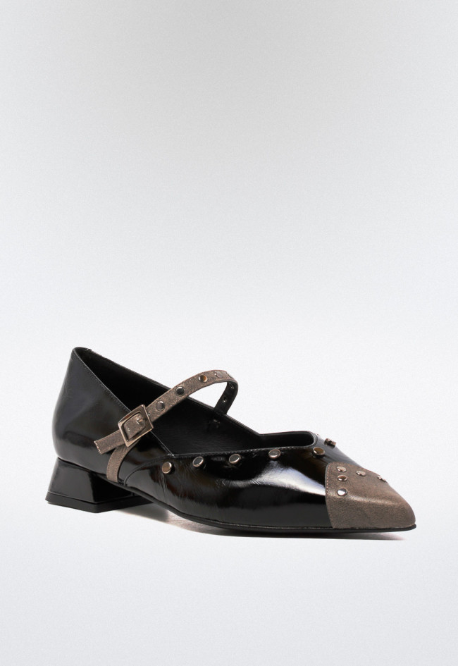 Zapato bailarina tachas de mujer negro Dibia 13077