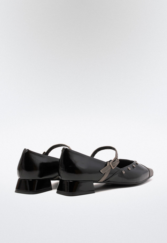 Zapato bailarina tachas de mujer negro Dibia 13077