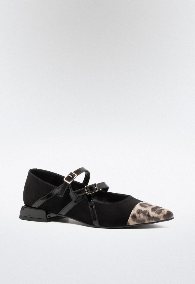 Zapato bailarina piel de mujer negro Dansi 6728