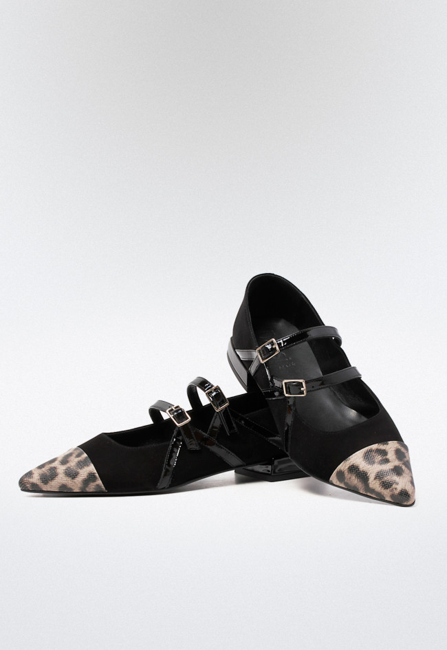 Zapato bailarina piel de mujer negro Dansi 6728