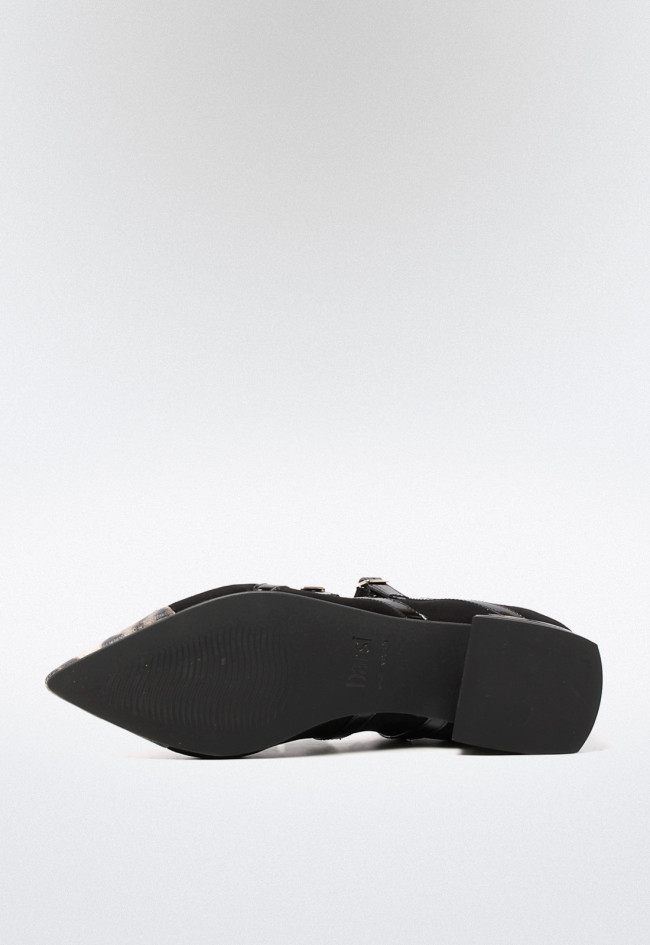 Zapato bailarina piel de mujer negro Dansi 6728