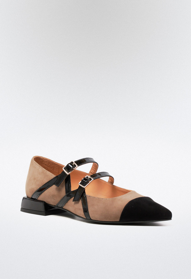 Zapato bailarina de mujer taupe Dansi 6728