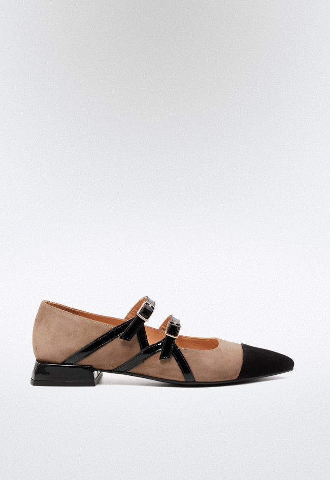 Zapato bailarina de mujer taupe Dansi 6728