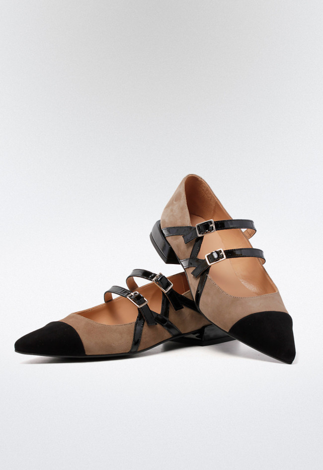 Zapato bailarina de mujer taupe Dansi 6728