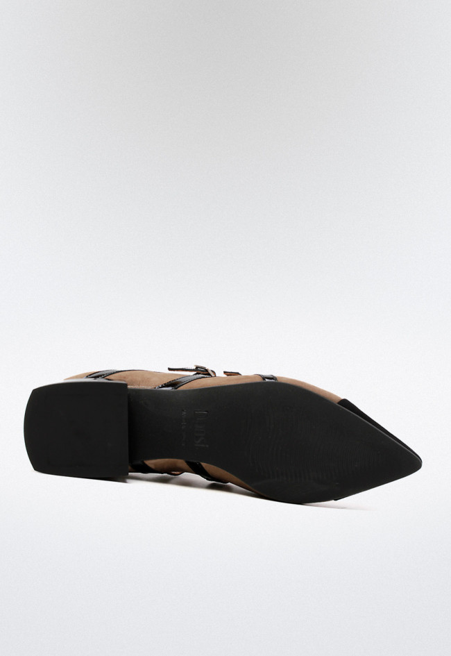 Zapato bailarina de mujer taupe Dansi 6728