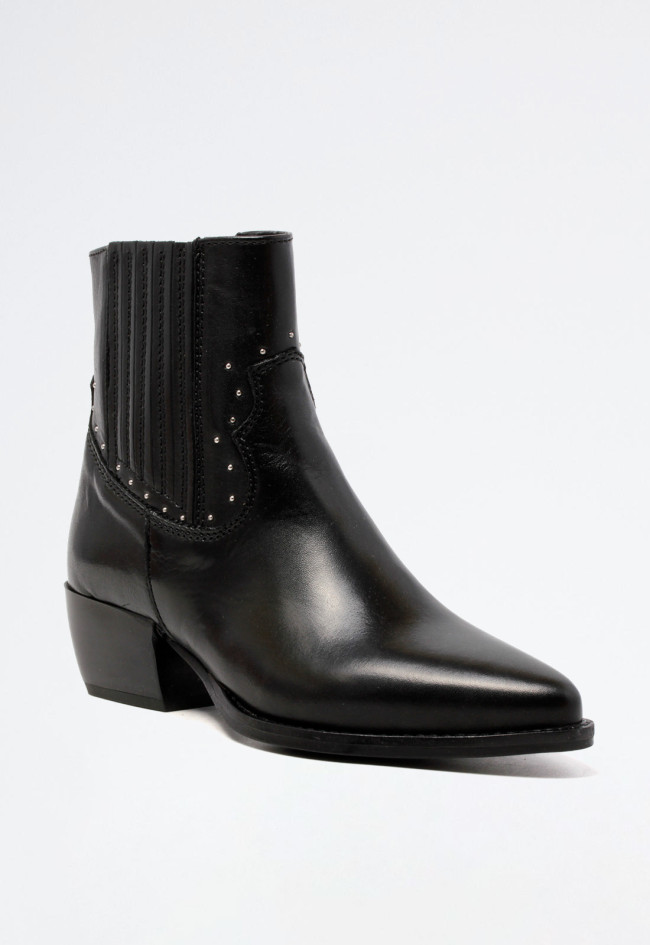 Botín cowboy piel de mujer negro Glo limbo 7271