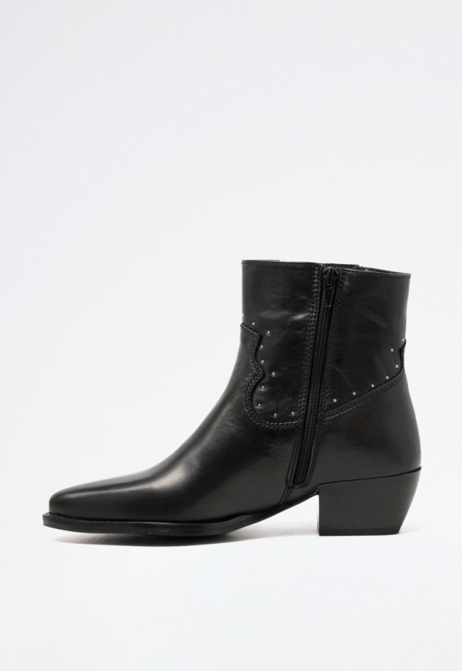 Botín cowboy piel de mujer negro Glo limbo 7271