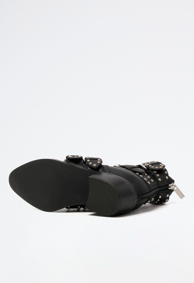 Botín cowboy tachas abierto de mujer negro EXE milan-020