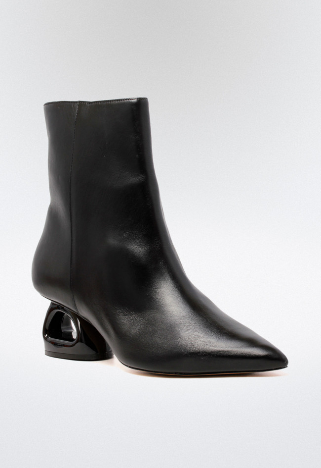 Botín tacón piel de mujer negro Unique 2449-d