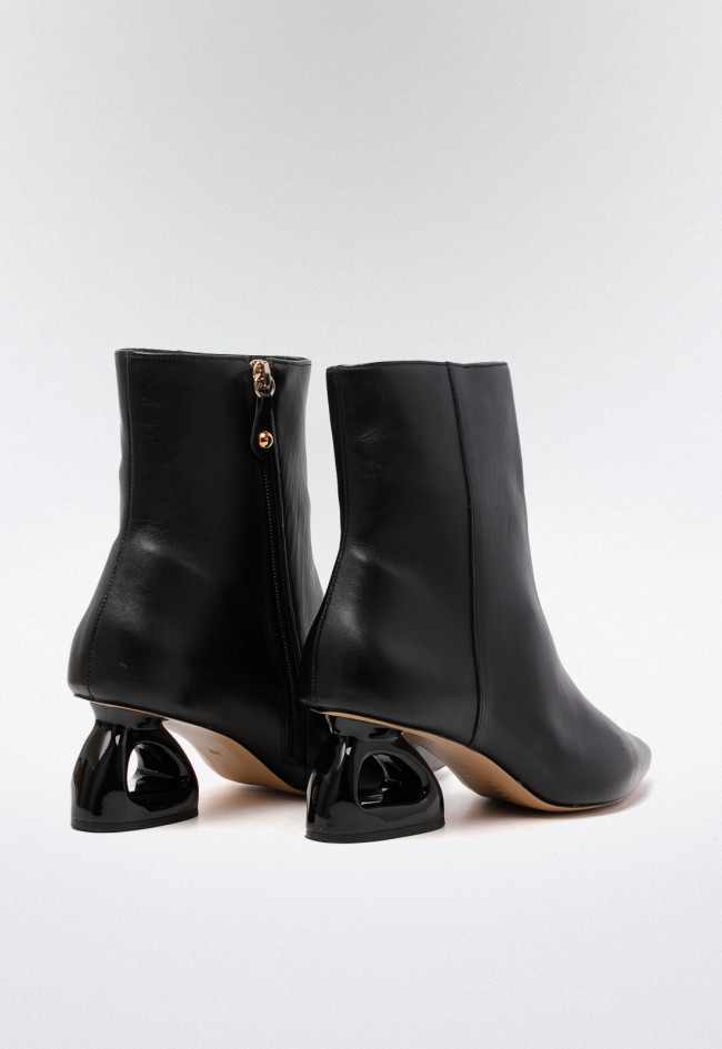Botín tacón piel de mujer negro Unique 2449-d