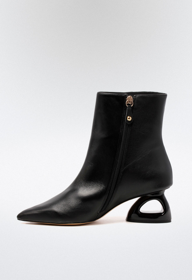 Botín tacón piel de mujer negro Unique 2449-d