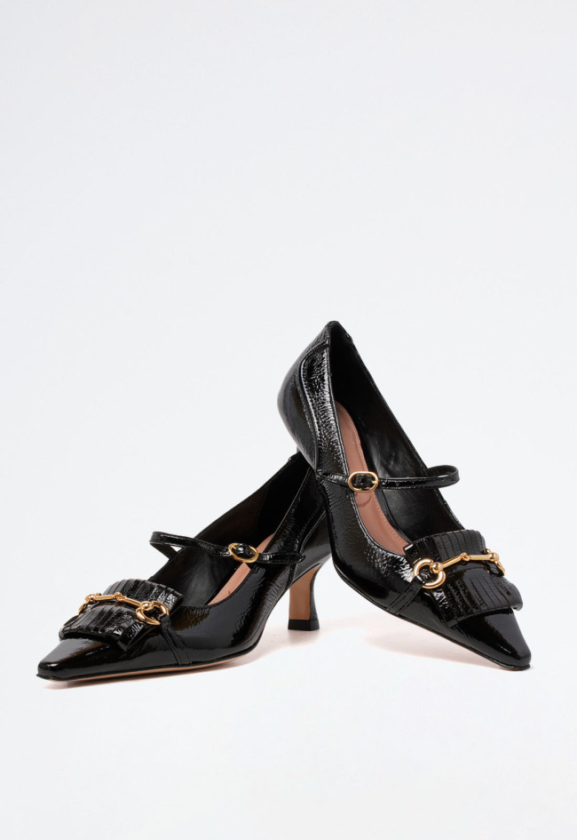 Zapato tacón piel de mujer negro Unique 1472039