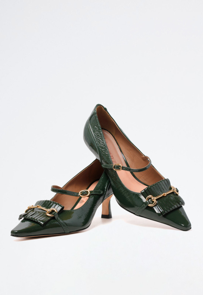 Zapato tacón piel de mujer verde Unique 1472039