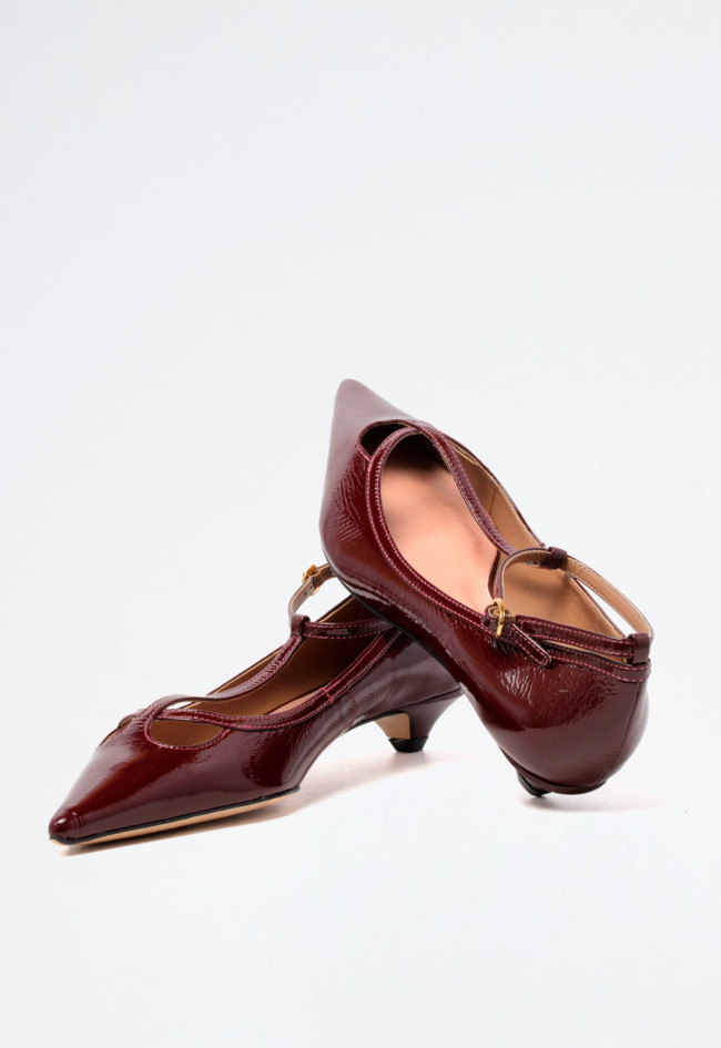 Zapato merceditas tacón piel de mujer rojo Unique 663050