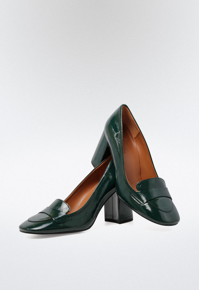 Zapato tacón piel de mujer verde VAS 9721