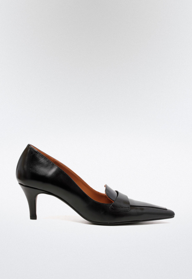 Zapato tacón piel de mujer negro VAS 9827