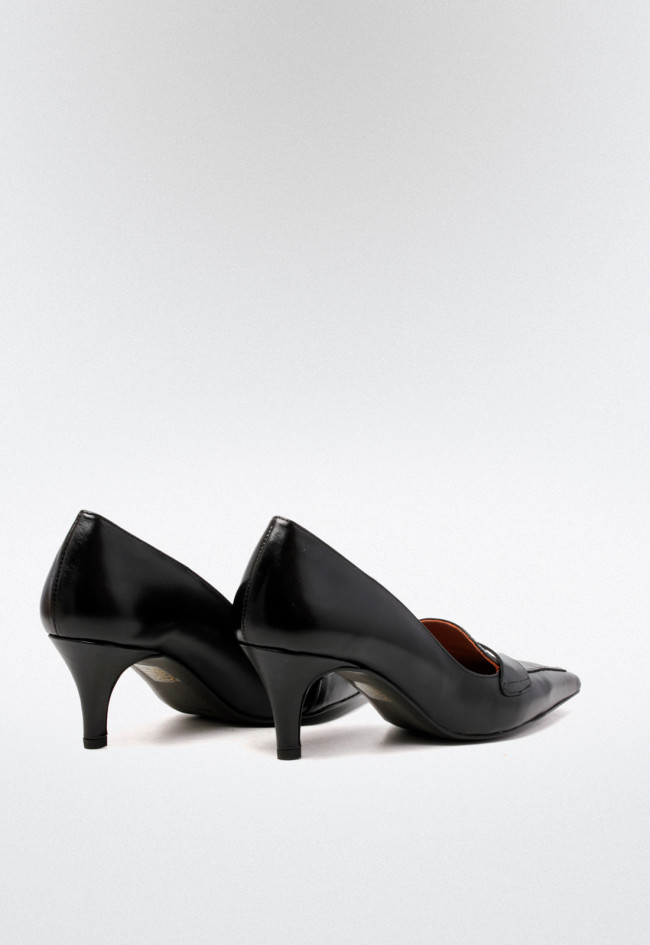 Zapato tacón piel de mujer negro VAS 9827