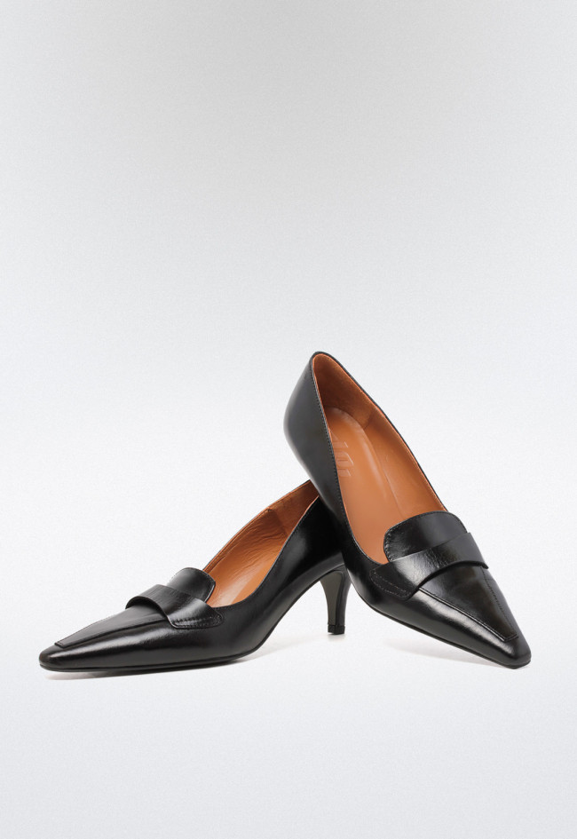 Zapato tacón piel de mujer negro VAS 9827