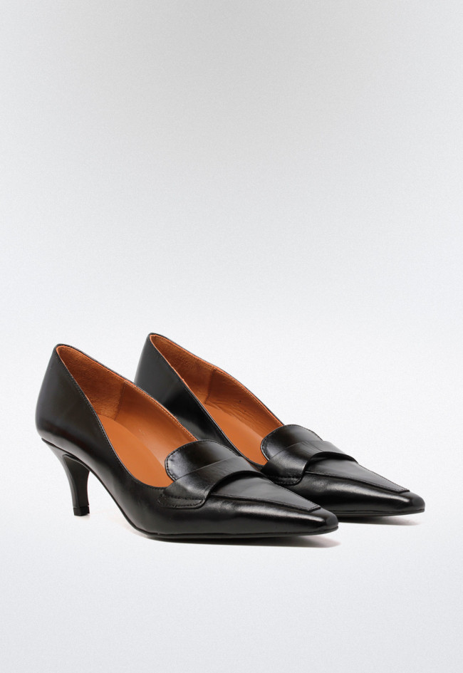 Zapato tacón piel de mujer negro VAS 9827