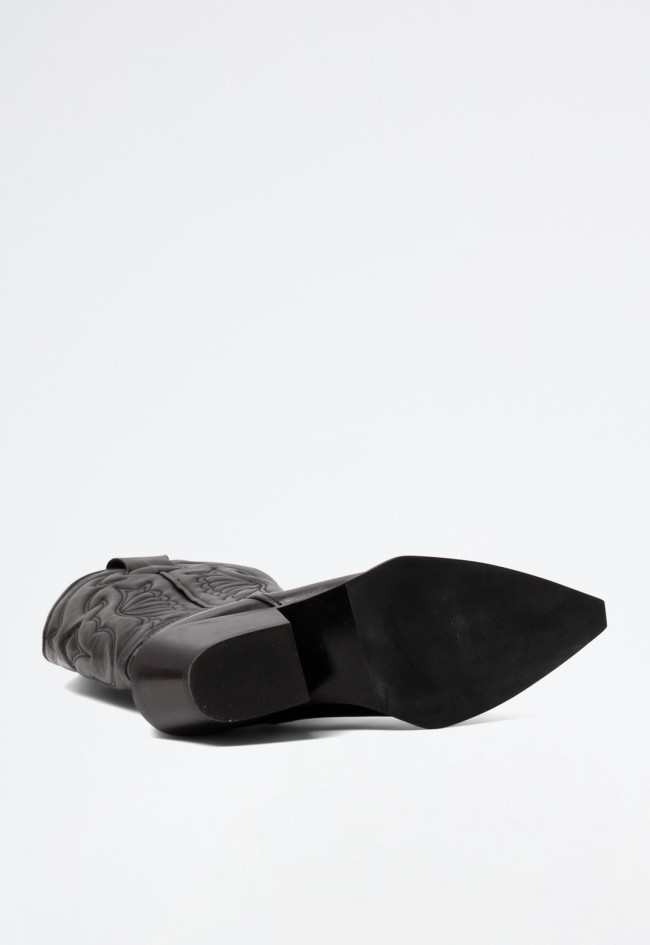 Bota cowboy de mujer en piel negra bordada Glo Arizona top ventas para looks con personalidad