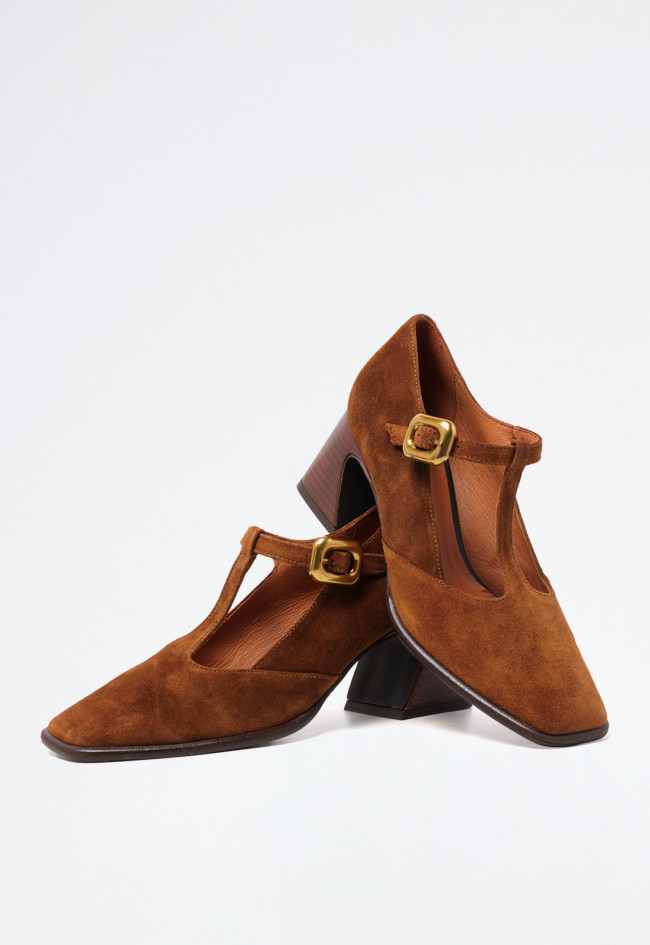 Zapato piel tacón cuadrado de mujer cuero Alarcón 24524-507o