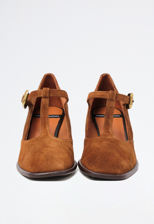 Zapato piel tacón cuadrado de mujer cuero Alarcón 24524-507o