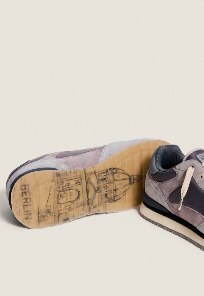 Zapatilla hombre Hoff City Berlin – zapatillas retro de piel y terciopelo con suela ilustrada