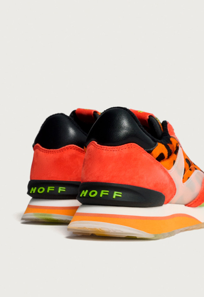Zapatillas HOFF ART Orange Lady de mujer – retro runner con ante + piel con pelo, animal print y plantilla Memory Foam