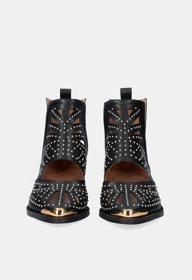 Botín tachas cowboy de mujer negro EXE milan-017